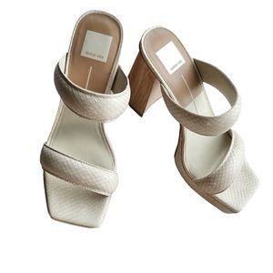 Dolce Vita Womens Stella Sandal Ivory White  9M New Croc Embossed Mule Clog